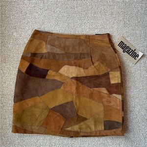 Patchwork Suede Skirt
